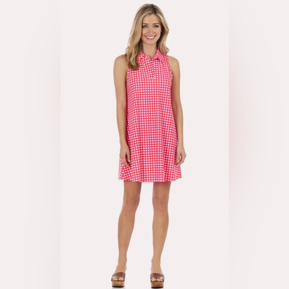 Jude Connally Pink White Leopard Harlee Collared Dress Jude‎ Cloth Preppy Bright
